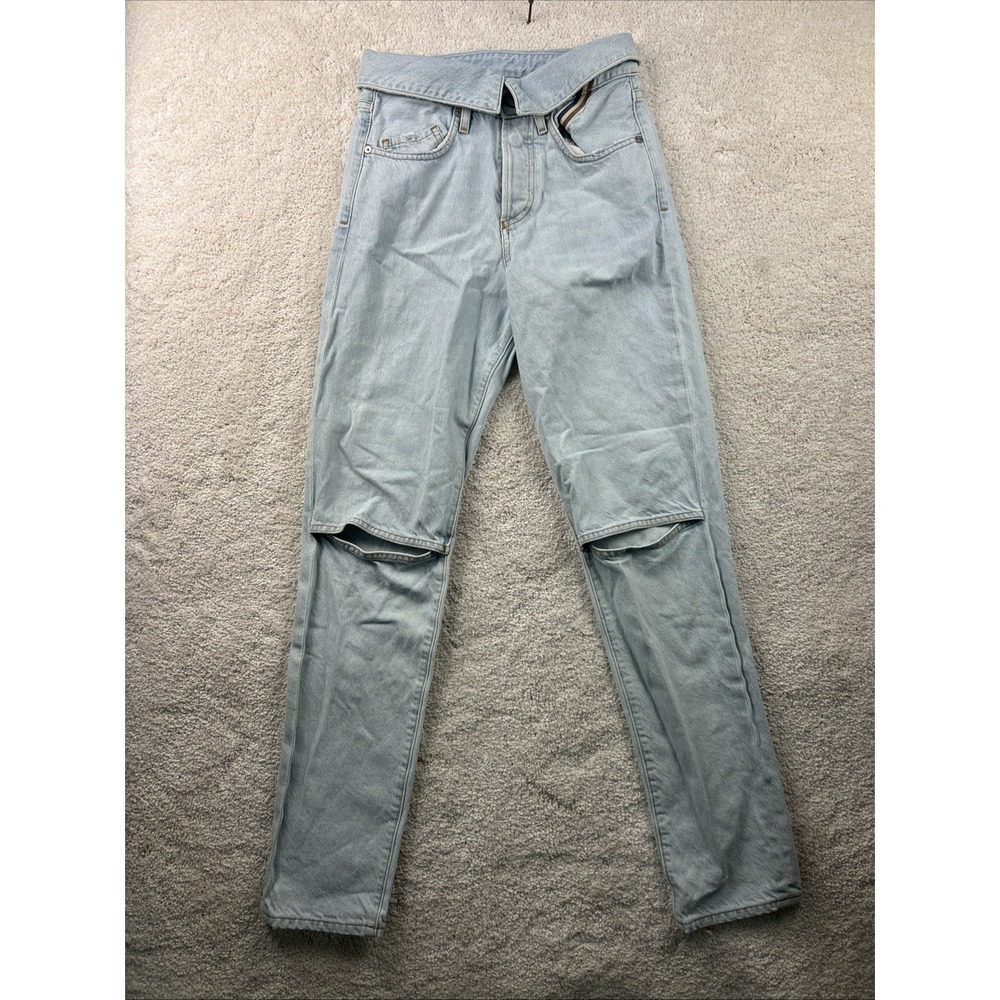 ATELIER Womens High Rise‎ Flip over Waist Straight Leg Open Knee Jeans 24x29